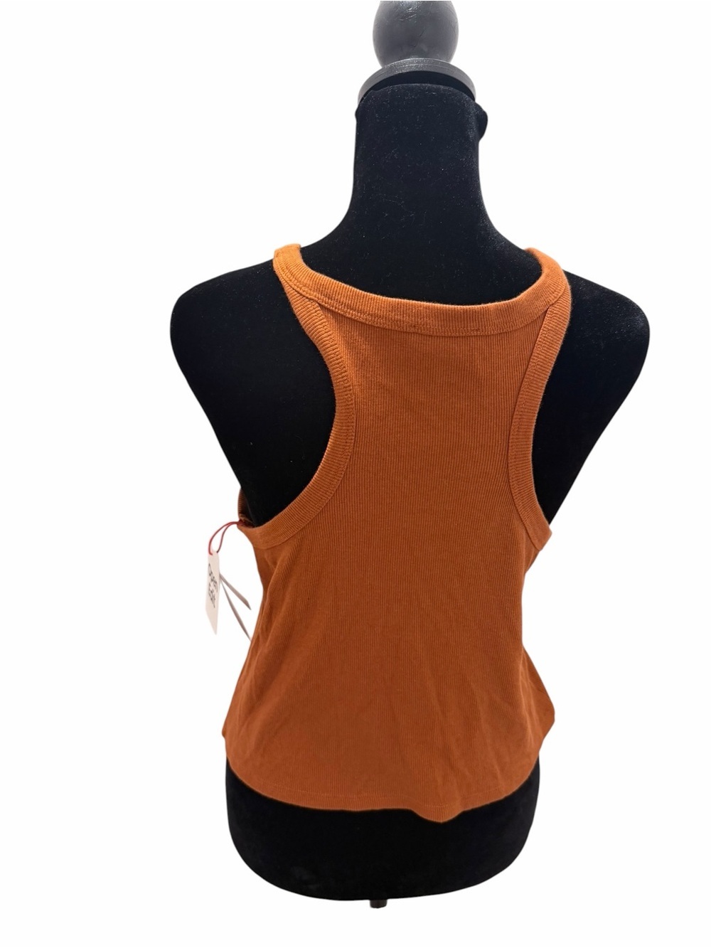 Open Edit Rust Orange Ribbed Tank Top - Picture 4 of 6